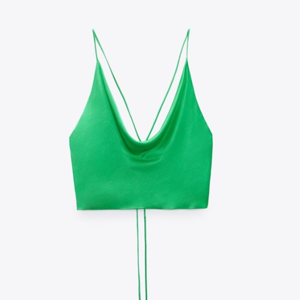 Satin effect cowl neck crop.